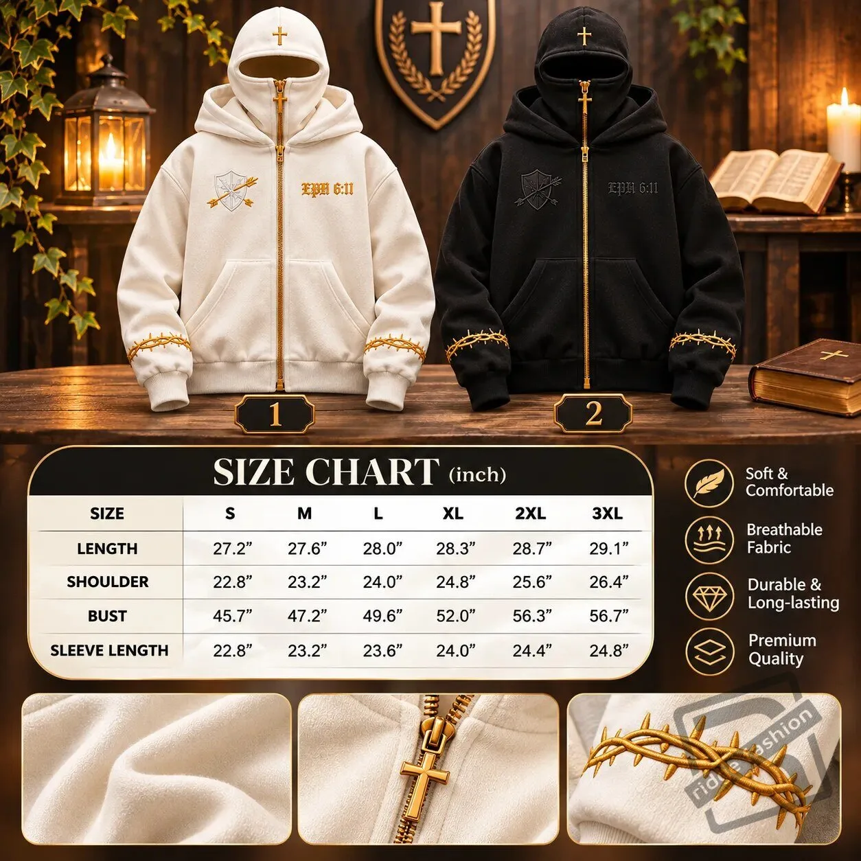 Christian Cross Special Zip-Up Mask Hoodie Shirt 2026