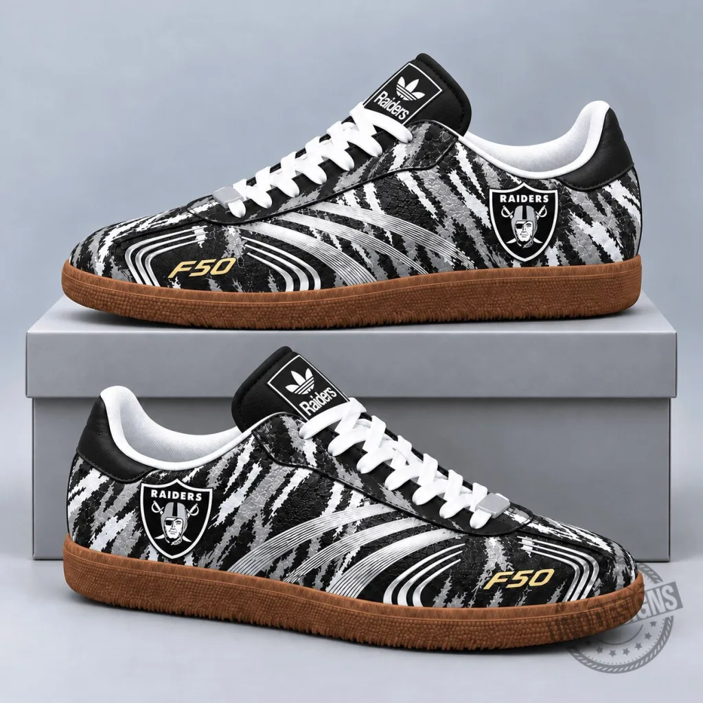 Las Vegas Raiders F50 Tiger Print Low Top Gum Sole Casual Shoes Las Vegas Raiders F50 Tiger Print Low Top Gum Sole Casual Shoes