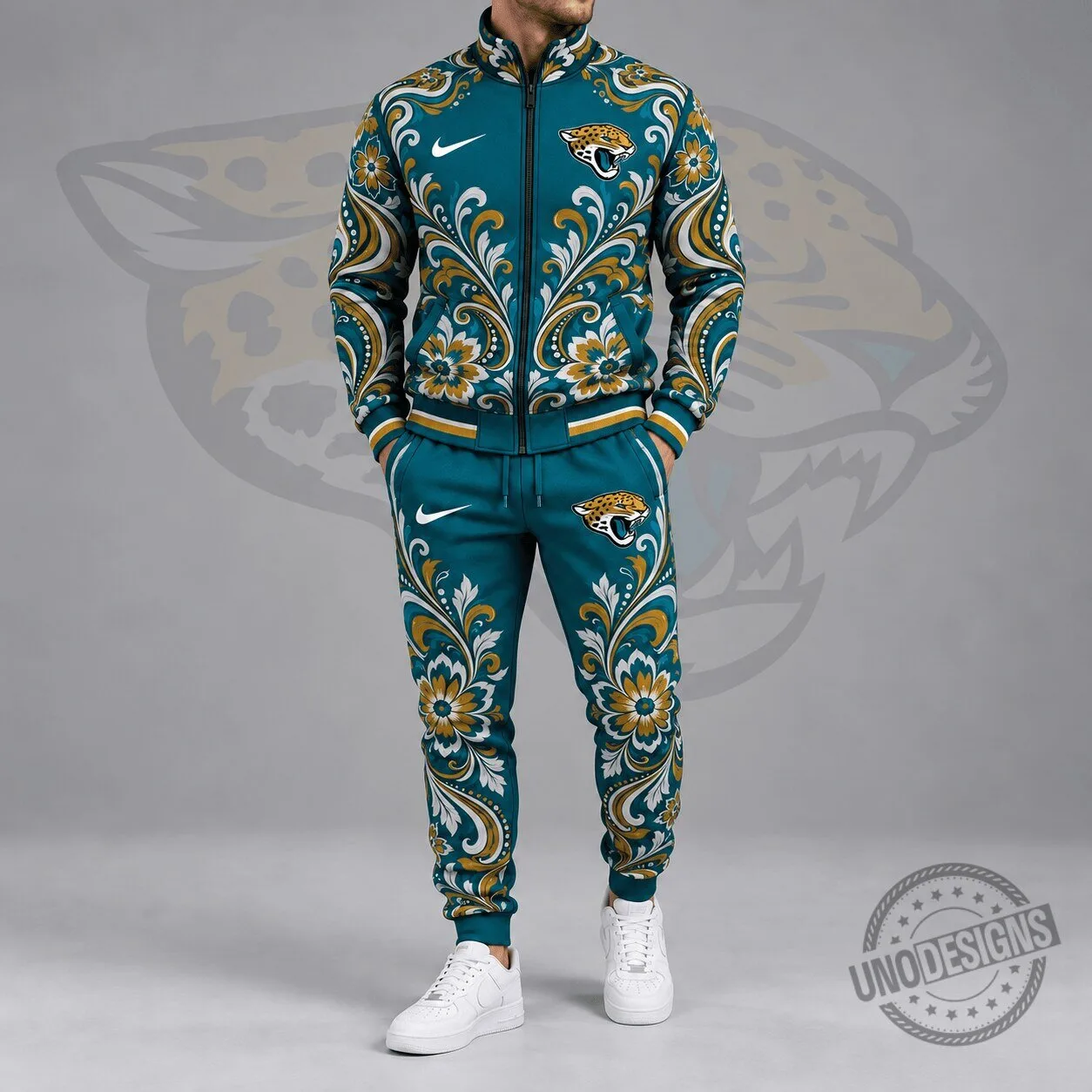 Jacksonville Jaguars Ornamental Floral Paisley Full Zip Jacket