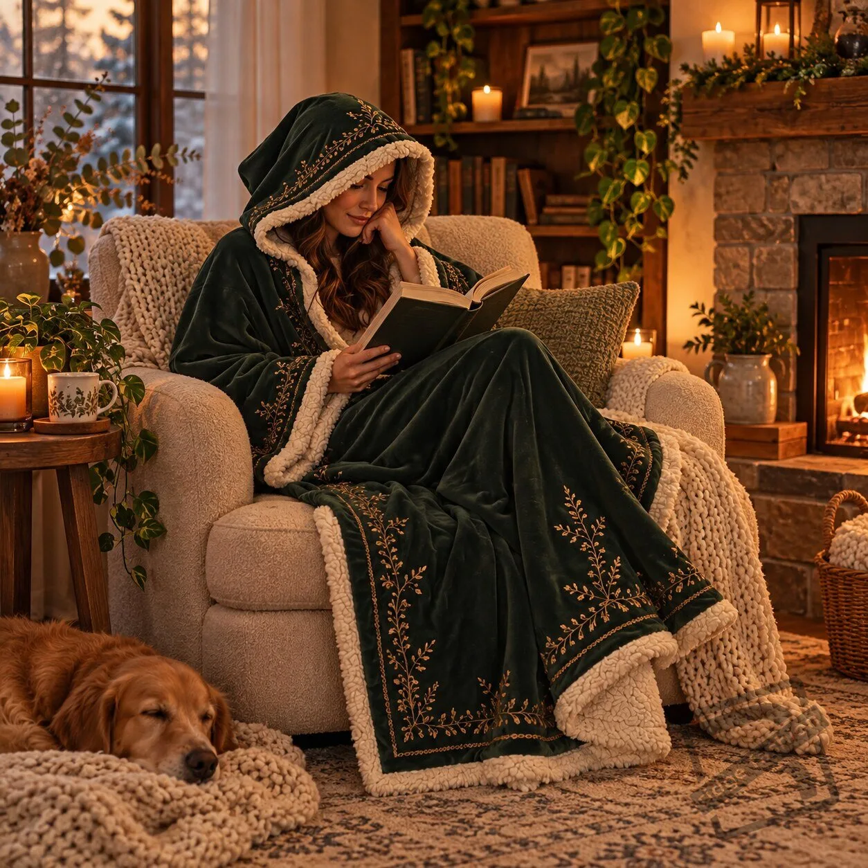 Medieval Forest Green Velvet Cloak Forest Green Velvet Cloak - Medieval Fantasy Garment – image 3 of 3