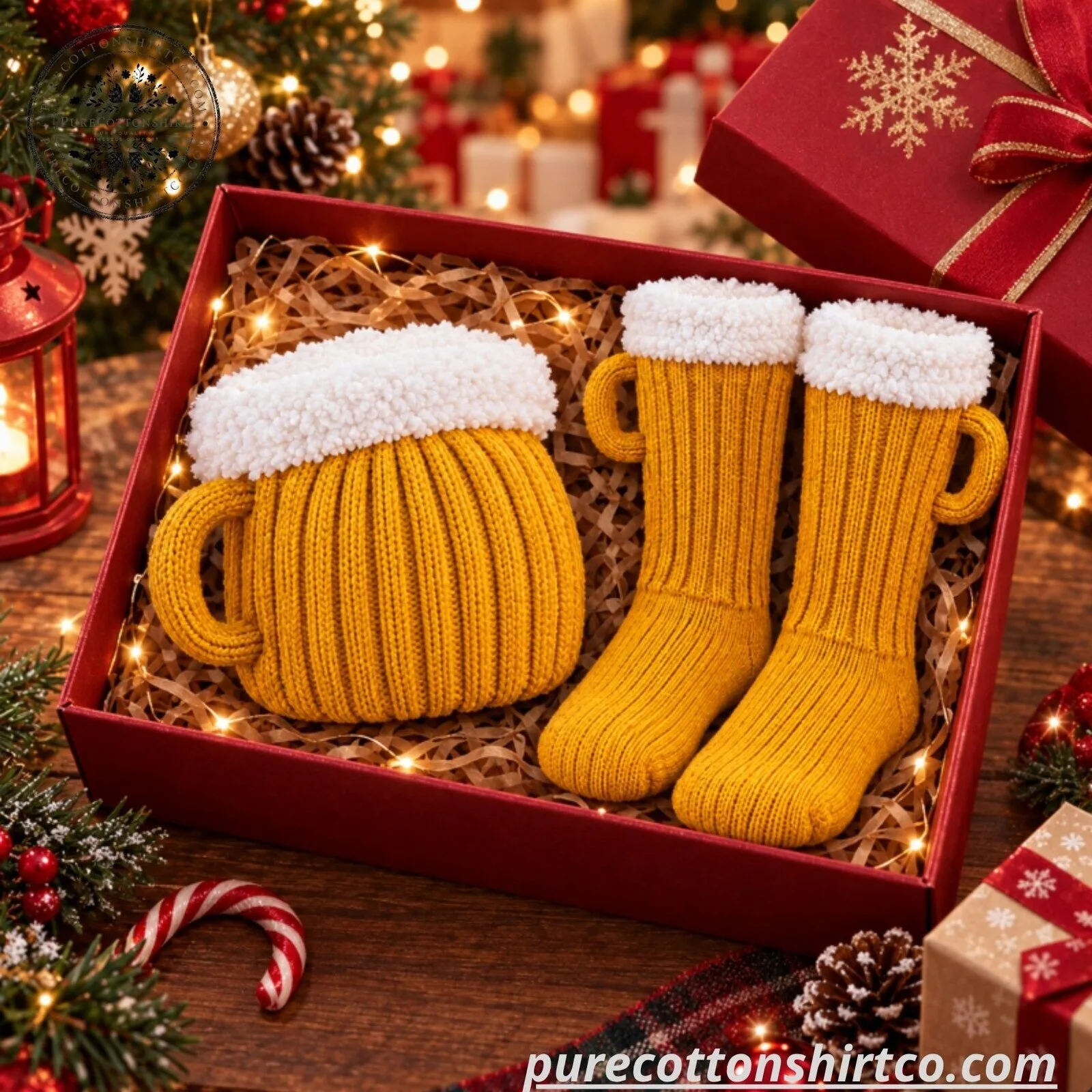 Funny Beer Mug Knit Beanie Hat and Socks Set - Novelty Winter Warm Set 5 Funny Beer Mug Knit Beanie Hat and Socks Set - Novelty Winter Warm Set