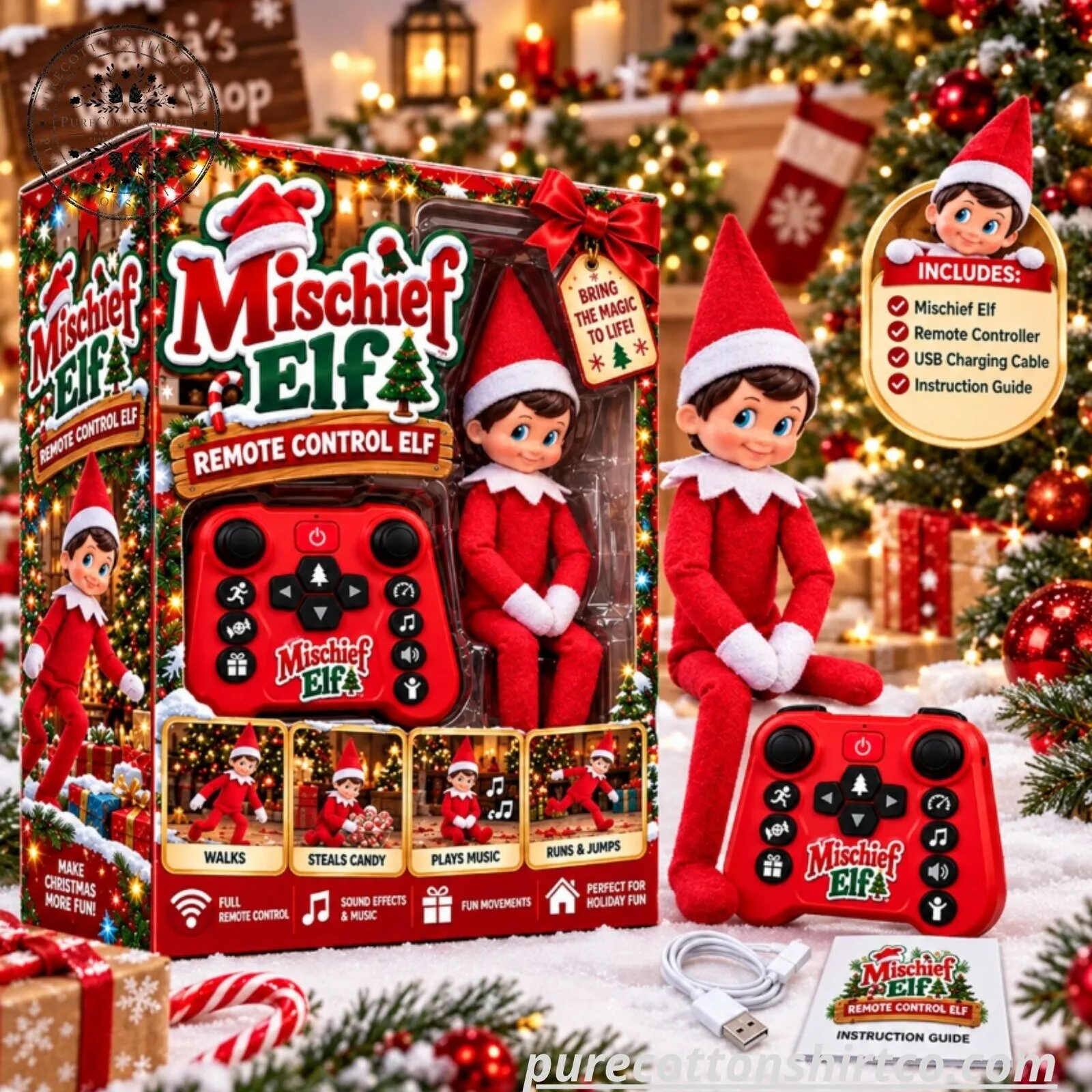 Remote Control Mischief Elf Plush Toy - Interactive Holiday Gift