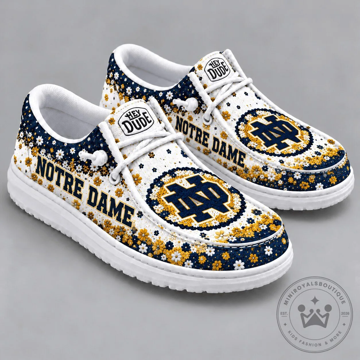 Notre Dame Fighting Irish Floral Pattern Loafer Shoes