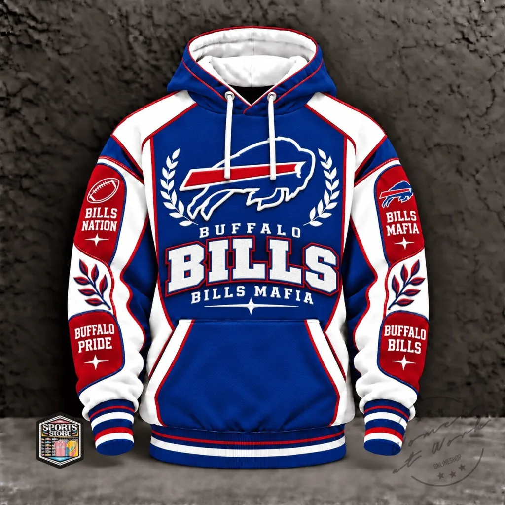 Buffalo Bills Football Team Blue White Red Fan Unisex Hoodie Buffalo Bills Football Team Blue White Red Fan Unisex Hoodie