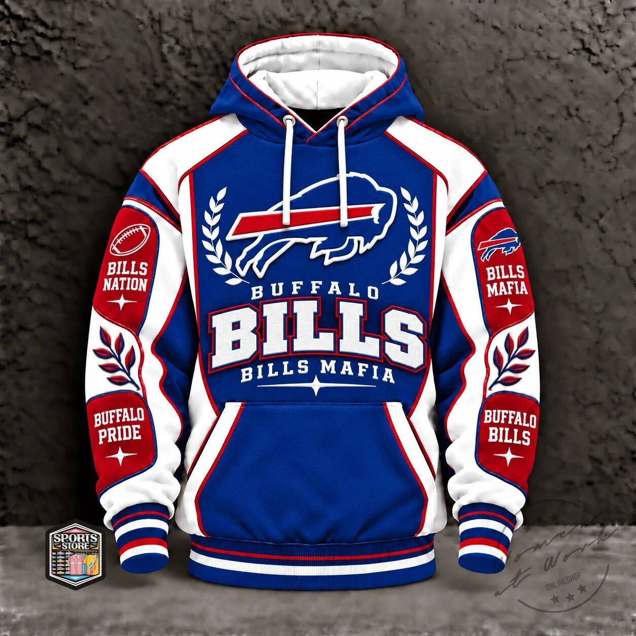 Buffalo Bills Football Team Blue White Red Fan Unisex Hoodie