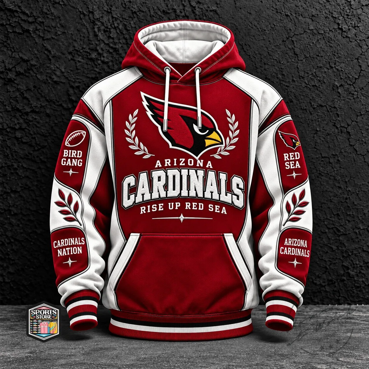 Arizona Cardinals Football Team Rise Up Red Sea Fan Hoodie