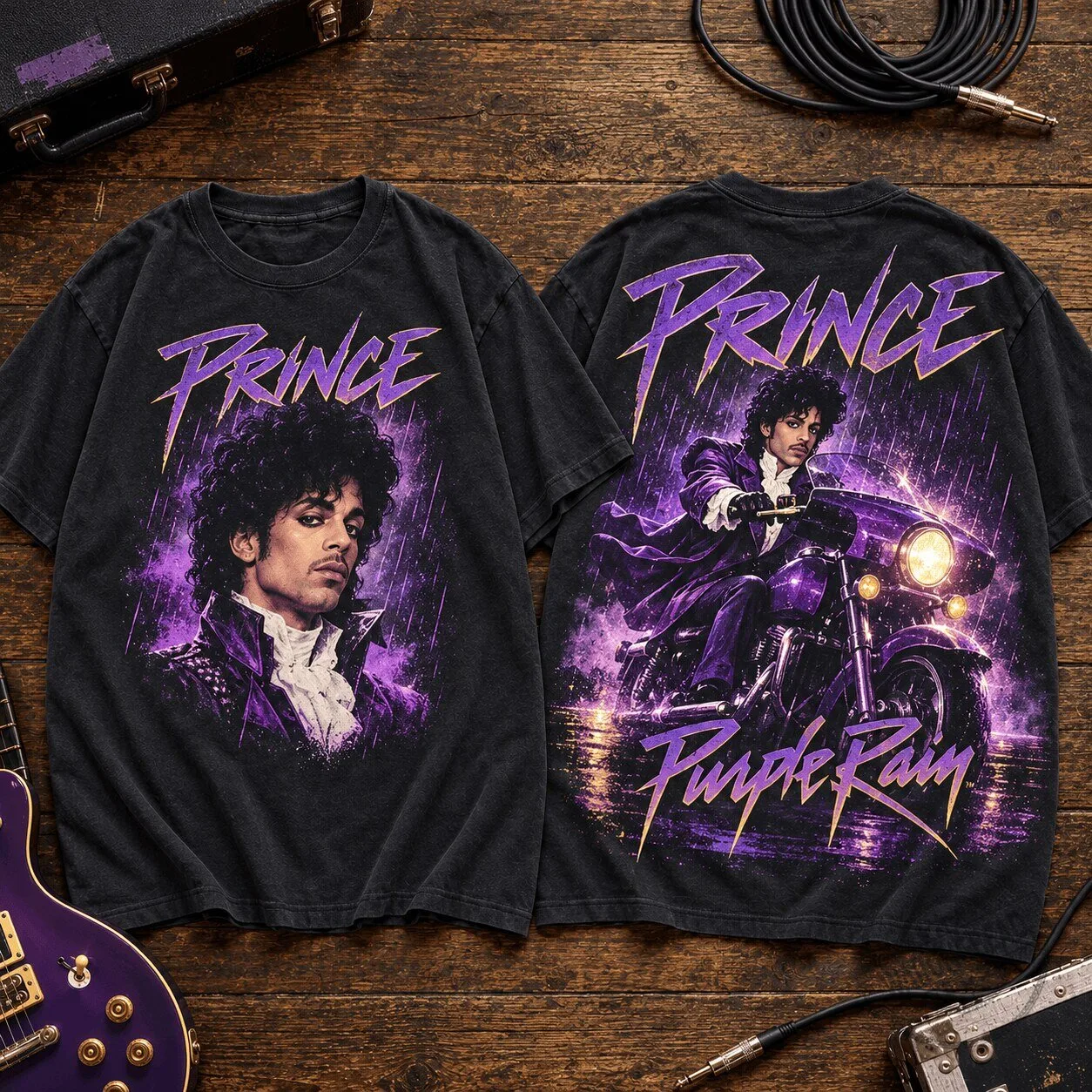 T-Shirt for Music Lovers with Prince's Purple Rain Album Artwork