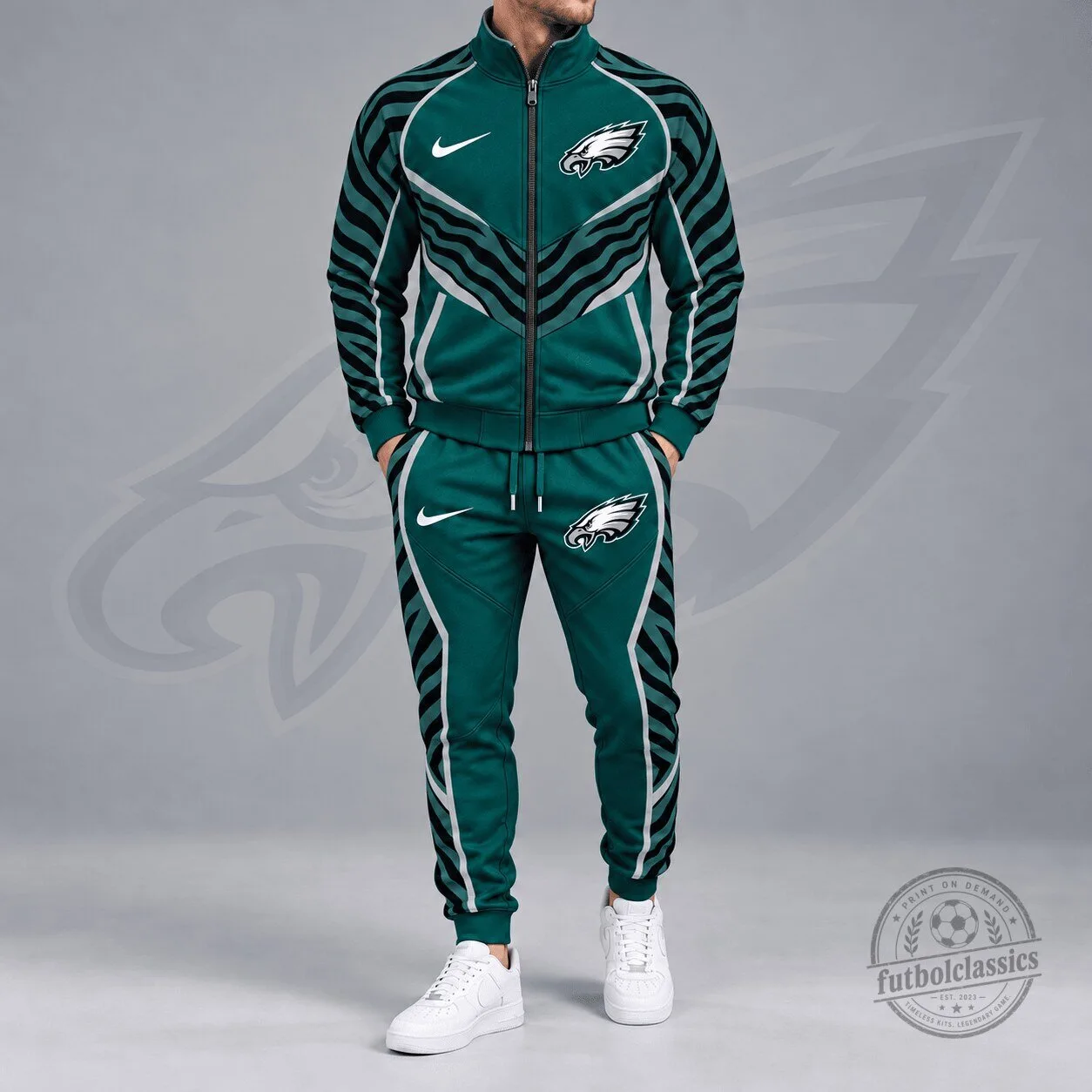 Philadelphia Eagles Dynamic Tiger Stripe Print Full Zip Track Jacket 1 Philadelphia Eagles Dynamic Tiger Stripe Print Full Zip Track Jacket