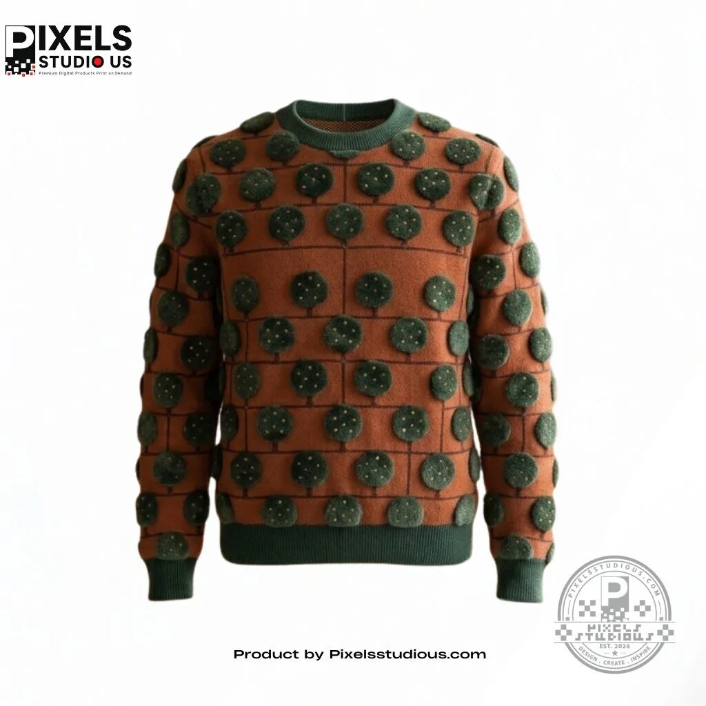 River Jumper Topiary Knit Sweater 4 River Jumper Topiary Knit Sweater 3D shirt or sports jersey with all-over print design