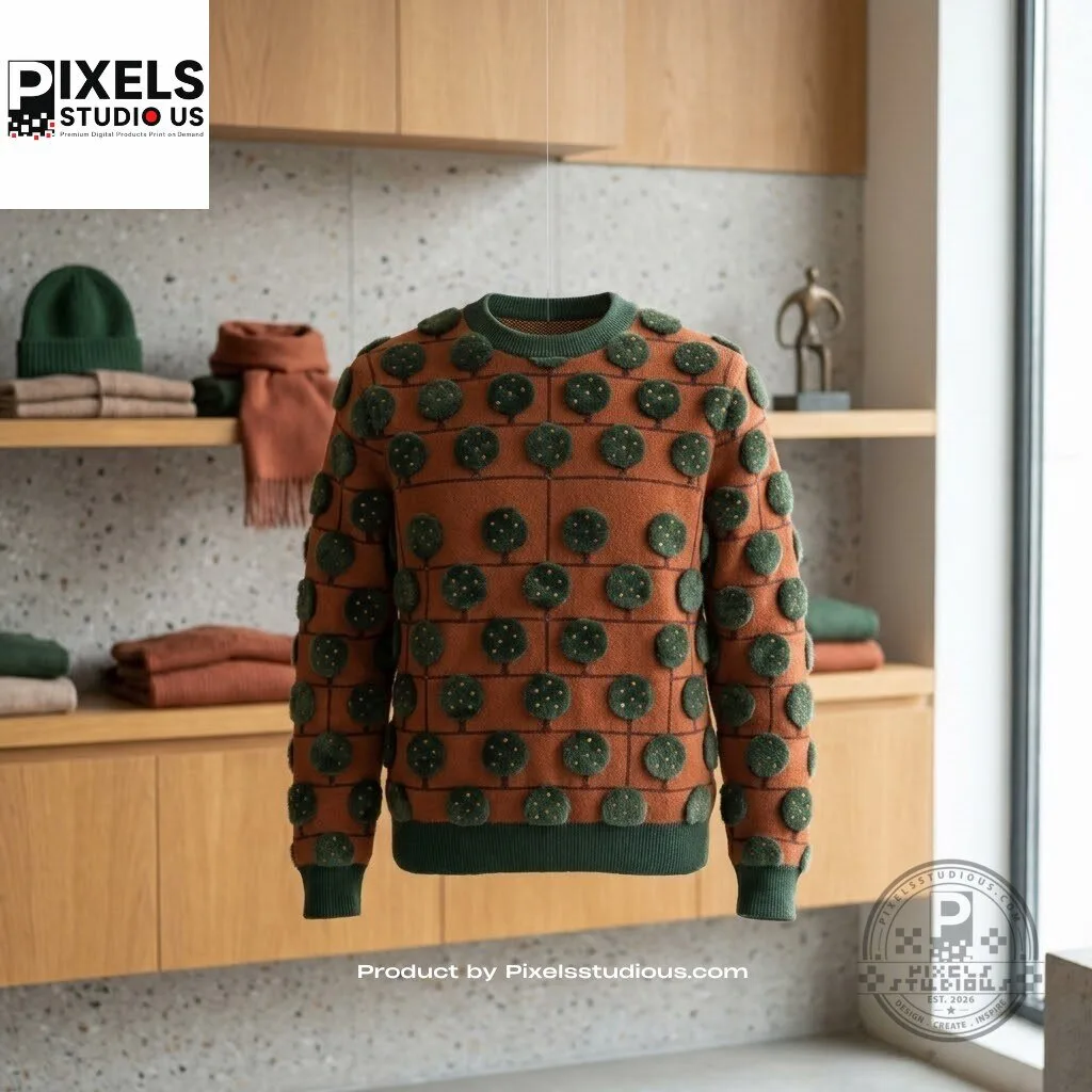 River Jumper Topiary Knit Sweater 5 River Jumper Topiary Knit Sweater 3D shirt or sports jersey with all-over print design