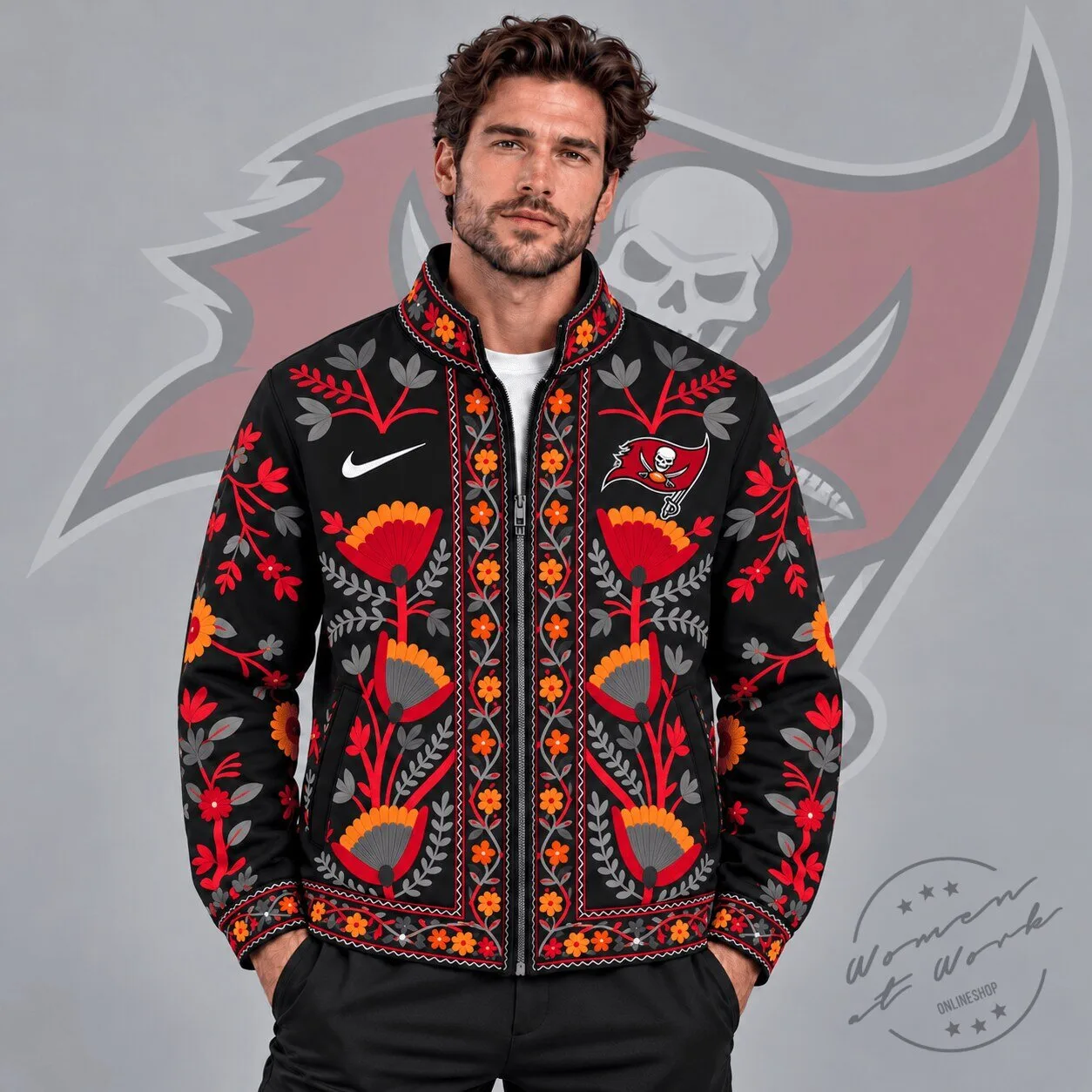 Tampa Bay Buccaneers Floral Embroidered Full-Zip Jacket