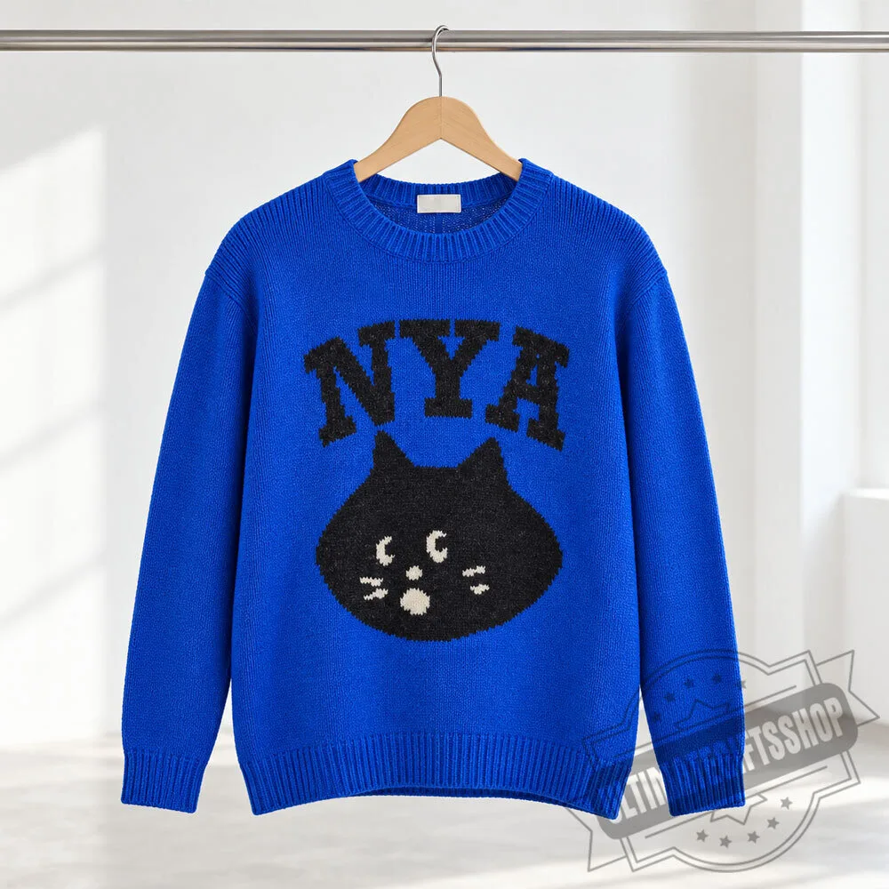Né-net Nya Black Cat Face Blue Sweater