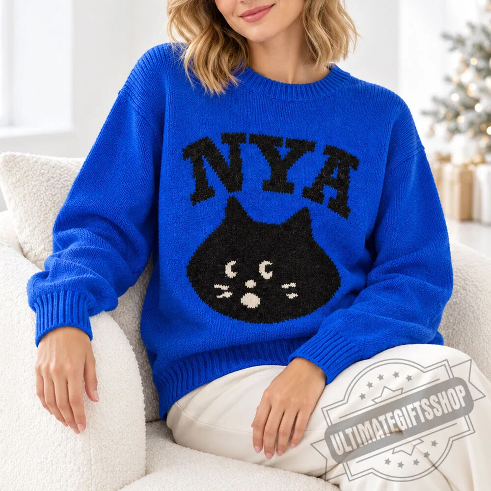 Né-net Nya Black Cat Face Blue Sweater 5 Né-net Nya Black Cat Face Blue Sweater