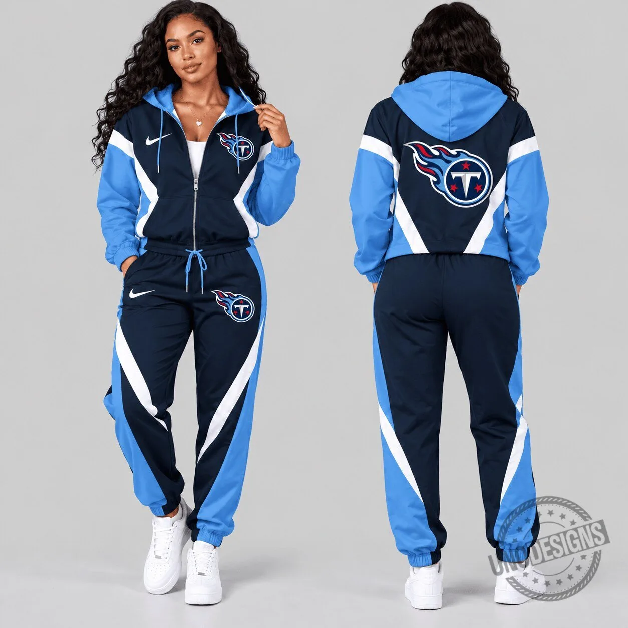 Tennessee Titans NFL Contrast Panel Full-Zip Track Jacket and Jogger Pants Set