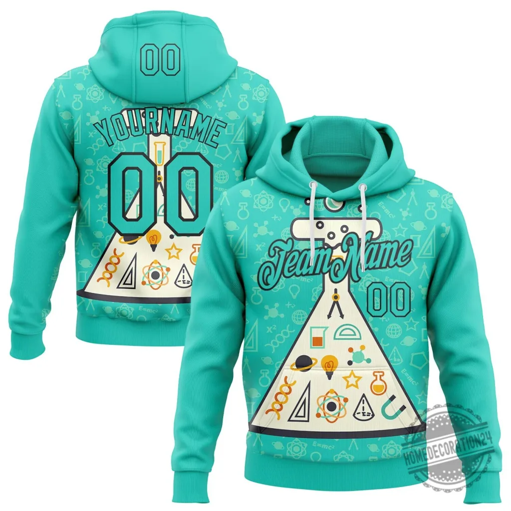 Custom Science Geek Chemistry Ice Blue Black Pullover Hoodie with Your Name Custom Science Geek Chemistry Ice Blue Black Pullover Hoodie with Your Name