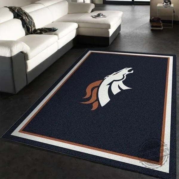 Denver Broncos Football Team Logo Area Rug for Living Room or Bedroom