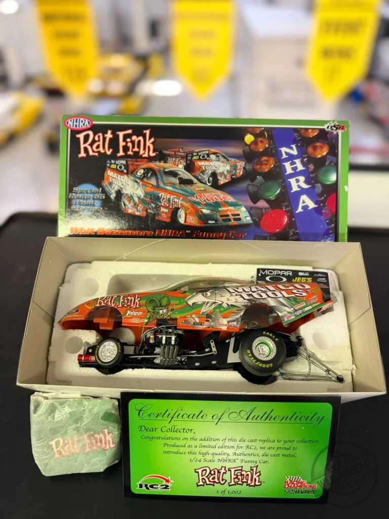 Whit Bazemore Rat Fink 2005 Dodge Funny Car 1:24 Scale Diecast Figurine 51 Whit Bazemore Rat Fink 2005 Dodge Funny Car 1:24 Scale Diecast Figurine