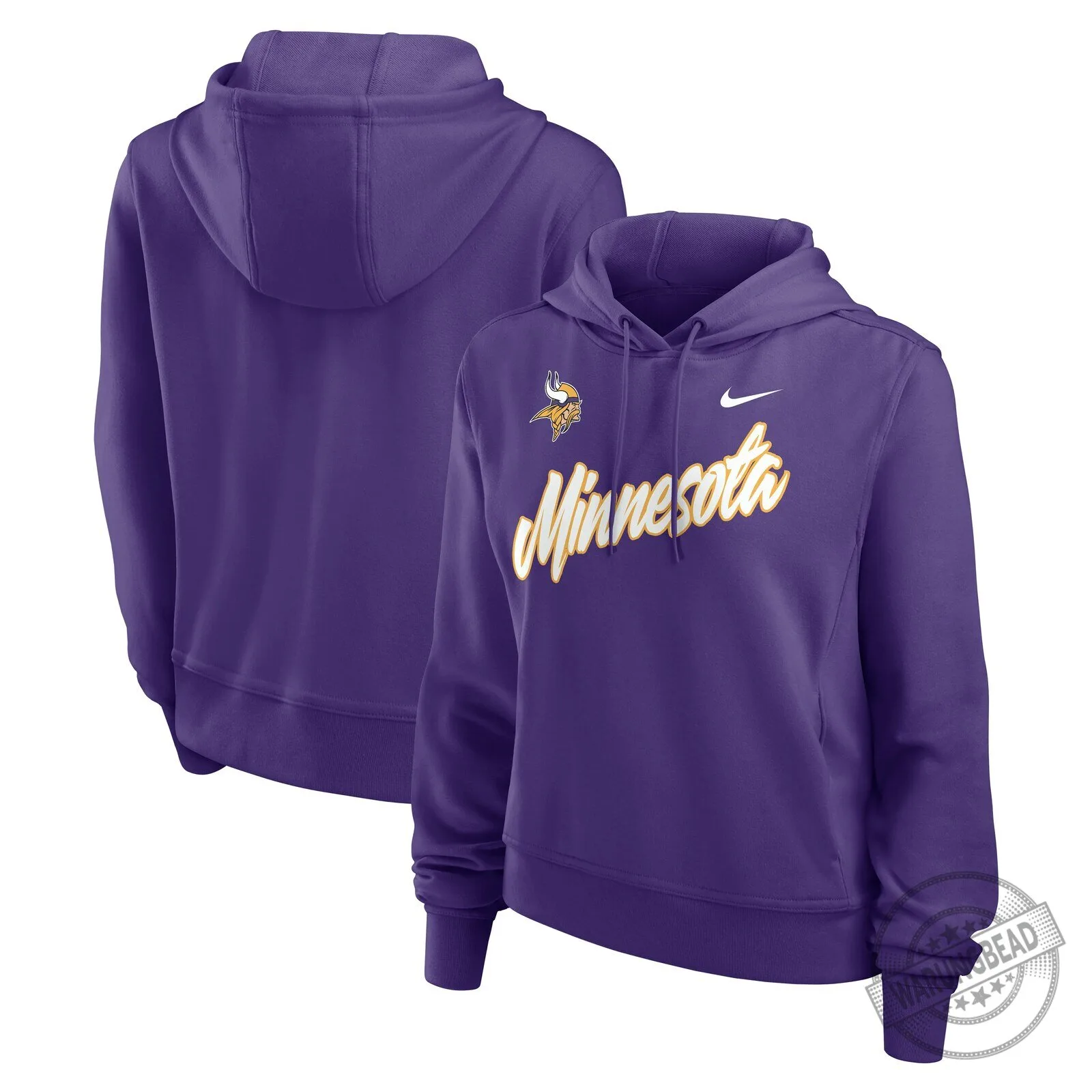 Minnesota Vikings Purple Nike Script Dri-Fit Performance Hoodie for Women