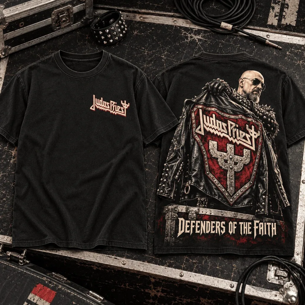 Judas Priest Defenders of the Faith Rob Halford Heavy Metal Band T-Shirt Judas Priest Defenders of the Faith Rob Halford Heavy Metal Band T-Shirt