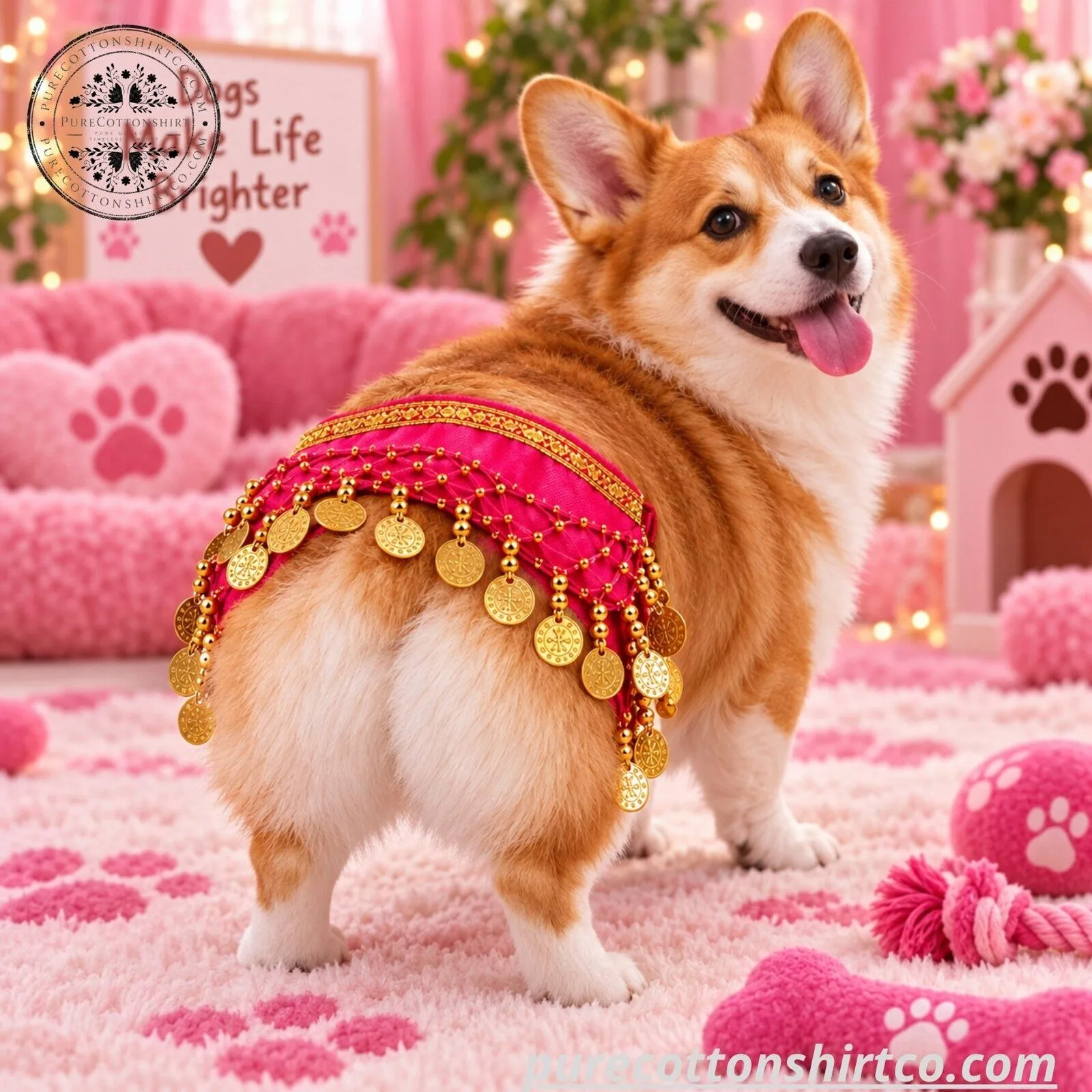 ShimmyPup Bellydance Dog Costume - Sparkly Coin Belt Pet Hip Scarves 5 ShimmyPup Bellydance Dog Costume - Sparkly Coin Belt Pet Hip Scarves