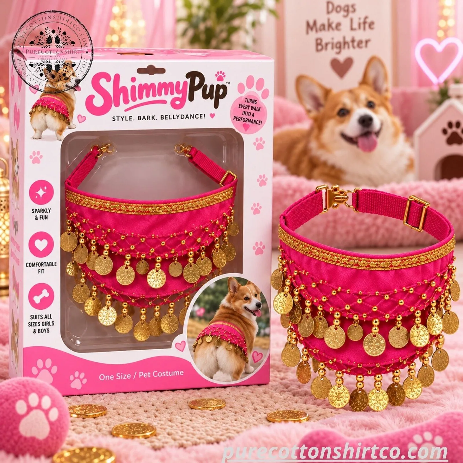 ShimmyPup Bellydance Dog Costume - Sparkly Coin Belt Pet Hip Scarves 6 ShimmyPup Bellydance Dog Costume - Sparkly Coin Belt Pet Hip Scarves