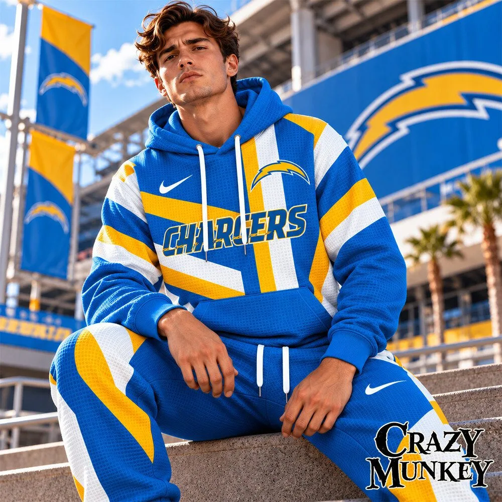 Los Angeles Chargers NFL Waffle Hoodie Sweatpants Matching Set | Apparel