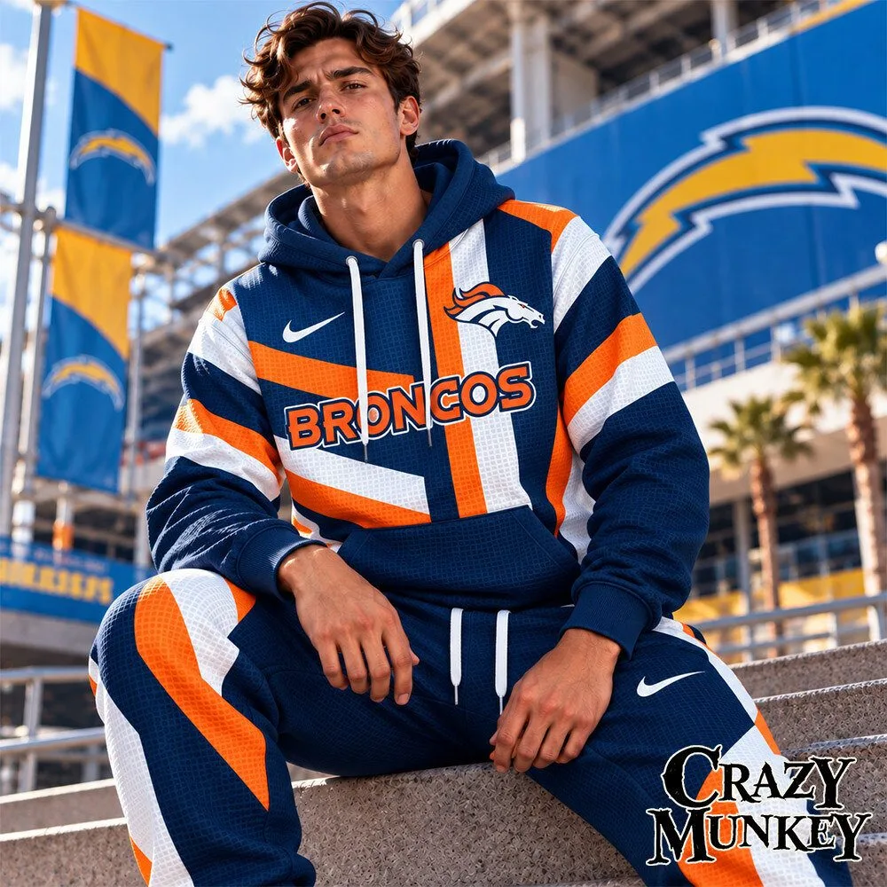 Denver Broncos NFL Waffle Hoodie Sweatpants Matching Set | Apparel