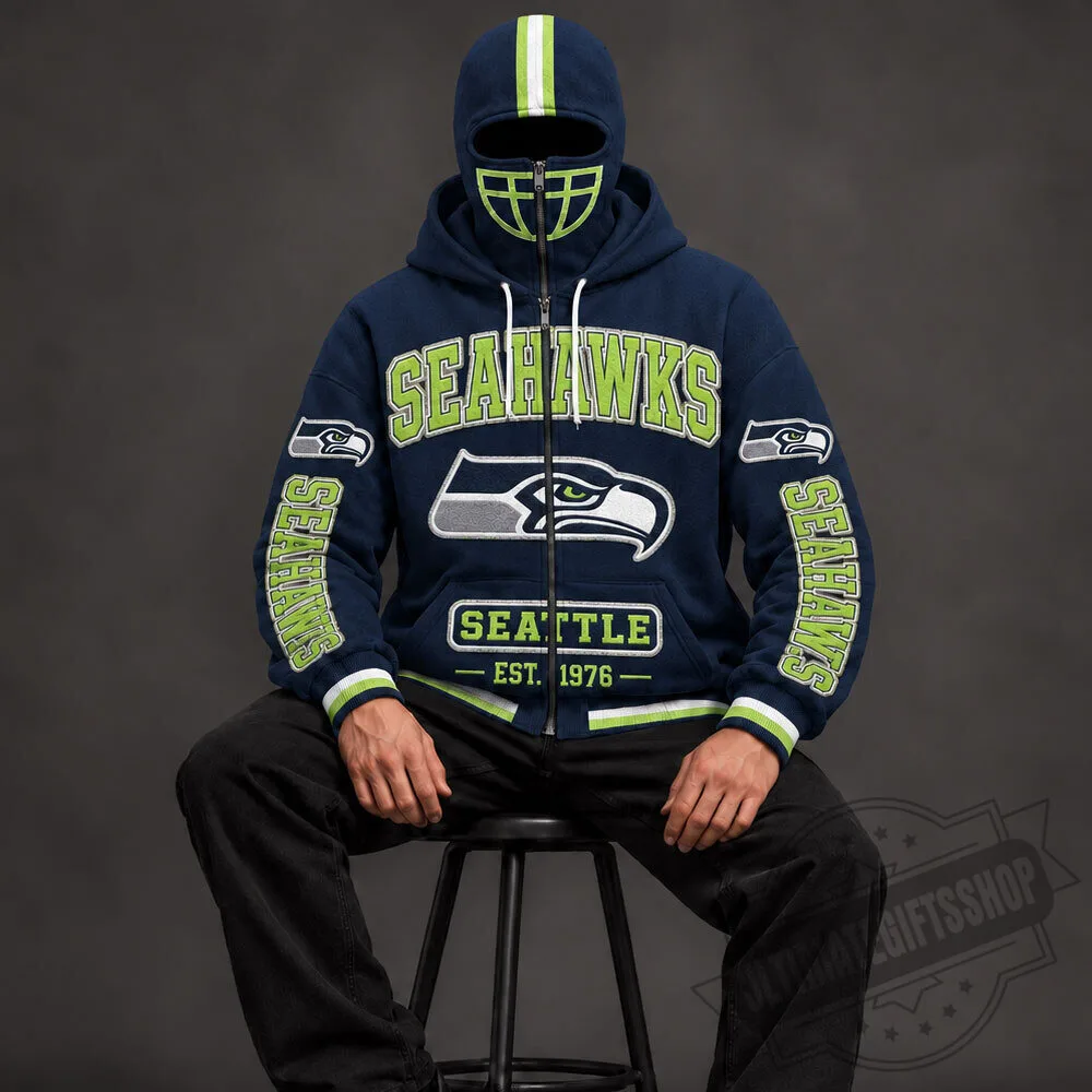 Seattle Seahawks Est. 1976 Balaclava Full-Zip Masked Hoodie 3 Seattle Seahawks Est. 1976 Balaclava Full-Zip Masked Hoodie