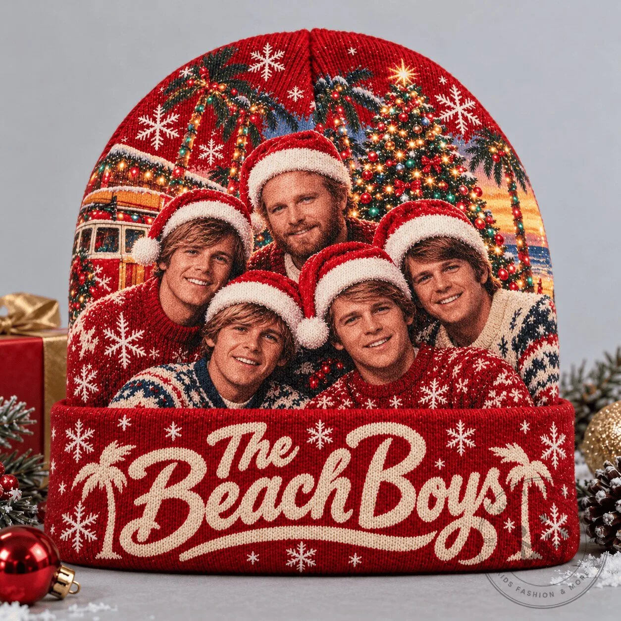 The Beach Boys Christmas Santa Portrait Holiday Winter Beanie Hat