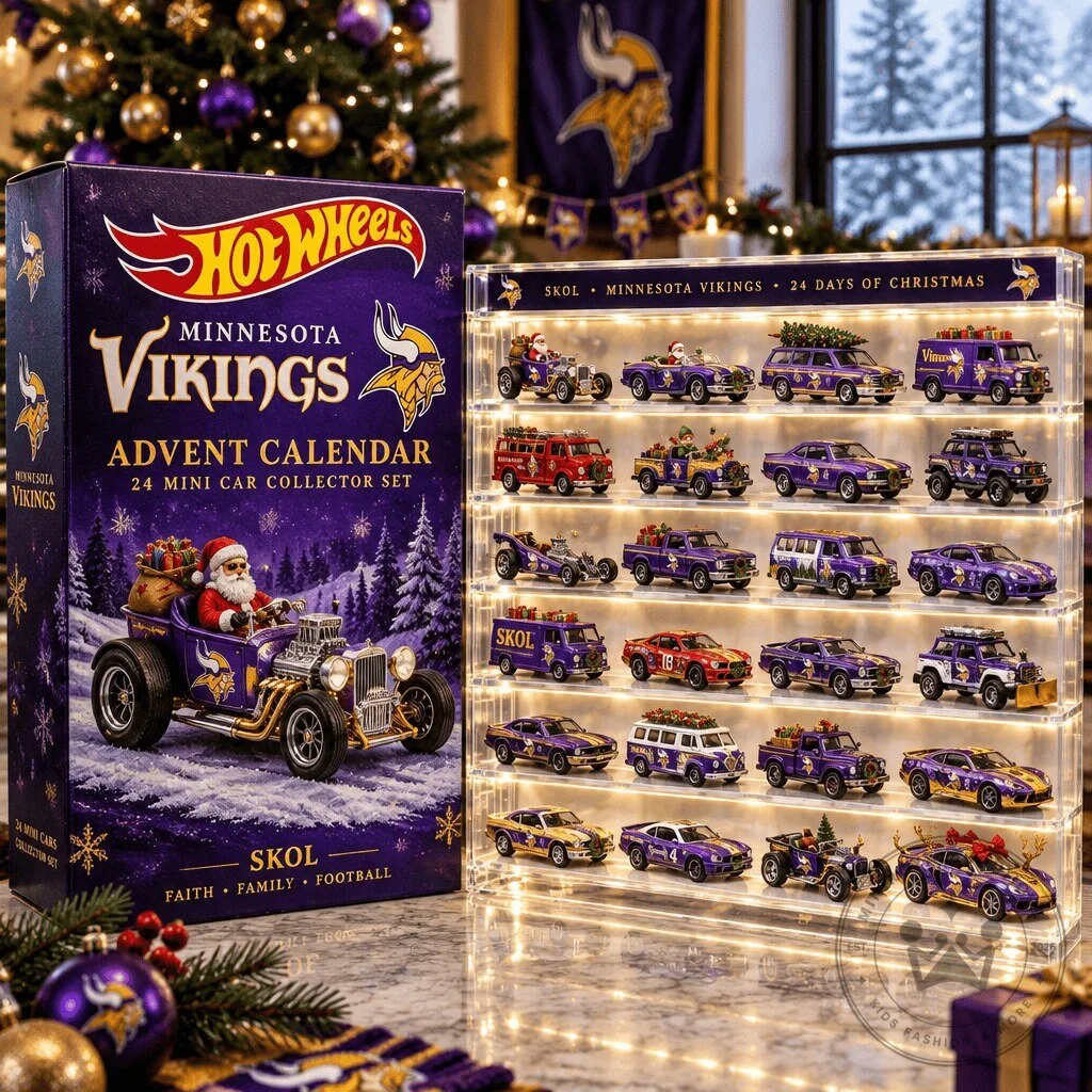 Minnesota Vikings Hot Wheels Advent Calendar 24 Mini Car Collector Set 2D