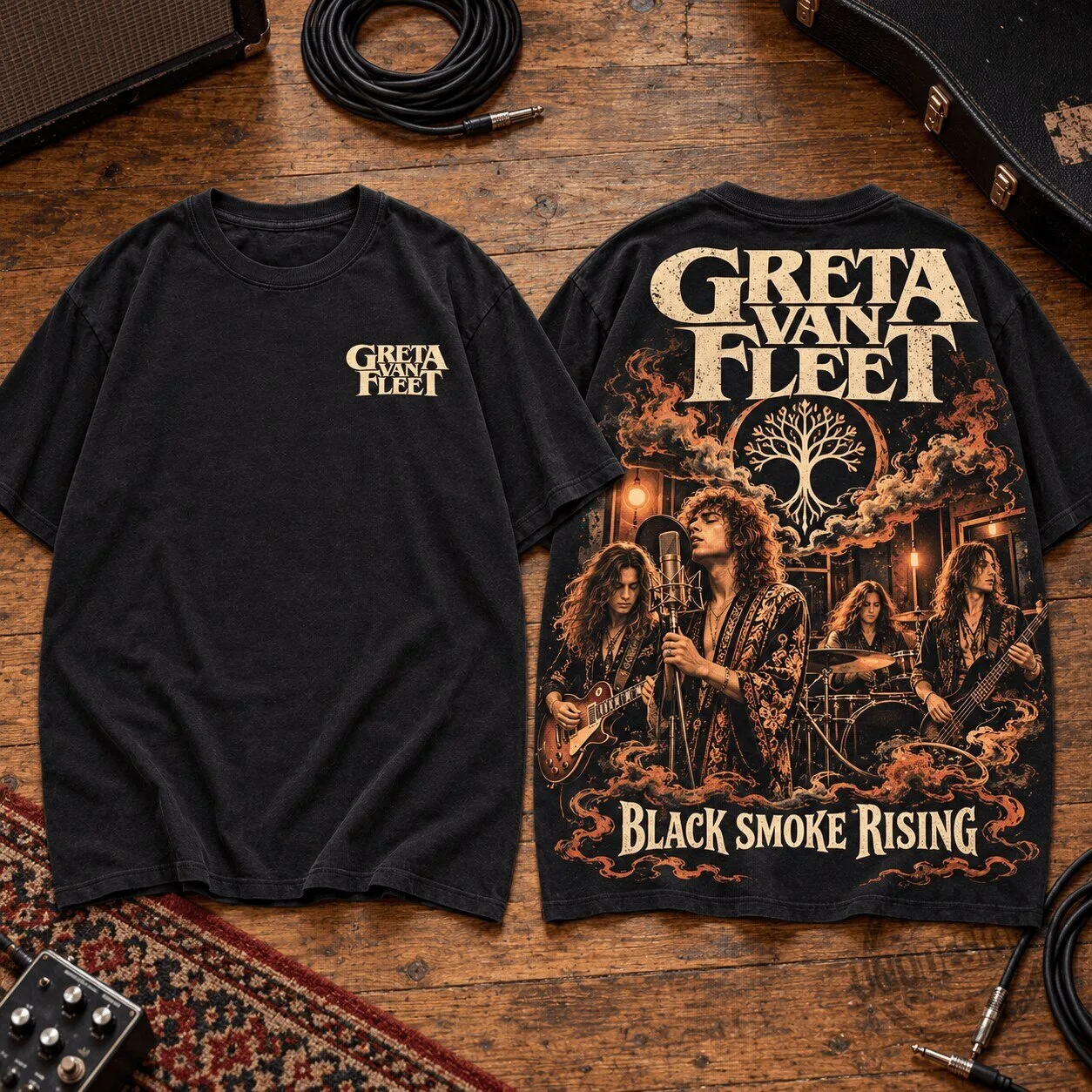 Greta Van Fleet Black Smoke Rising Band Portrait T-Shirt