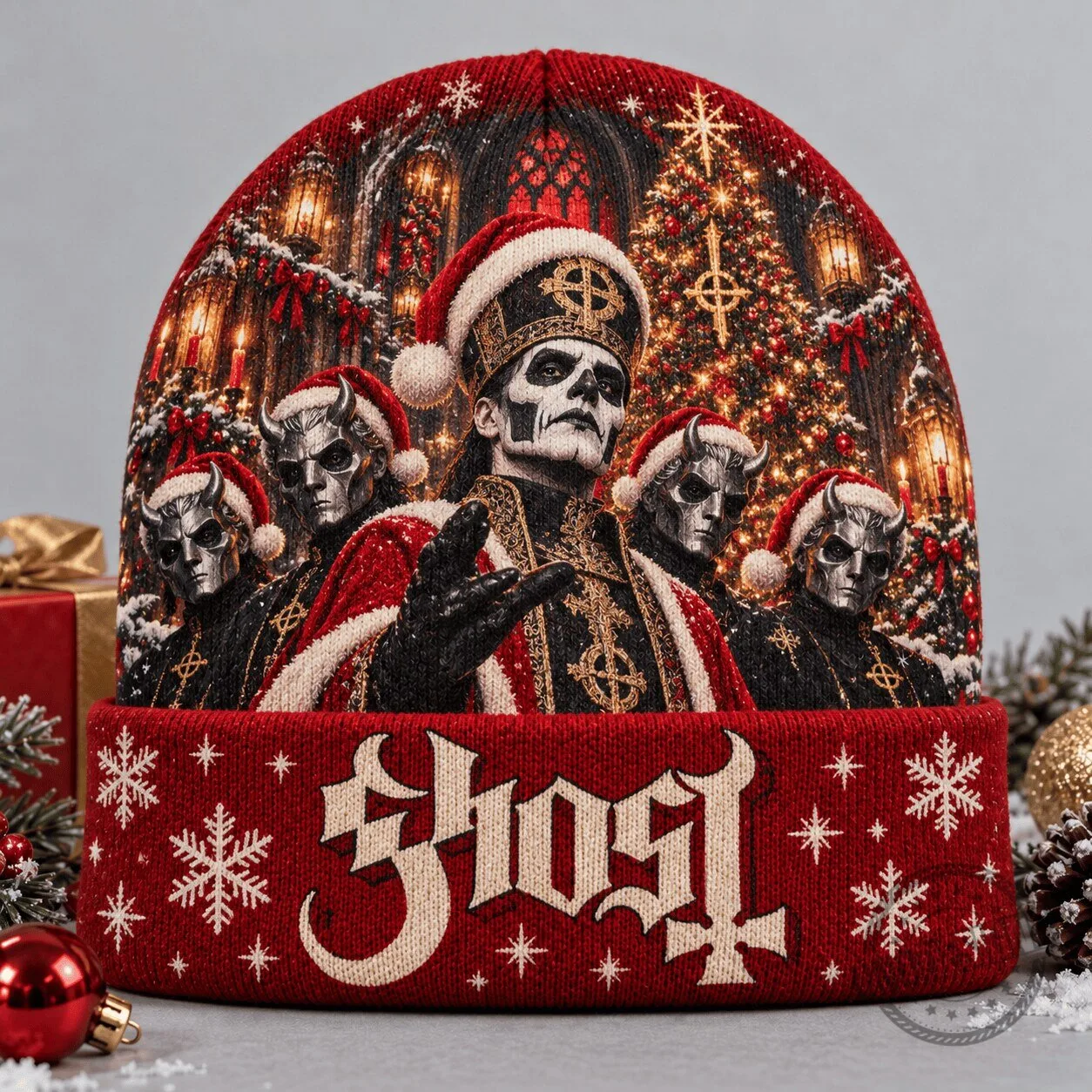 Ghost Band Christmas Santa Papa Emeritus IV Holiday Beanie Hat