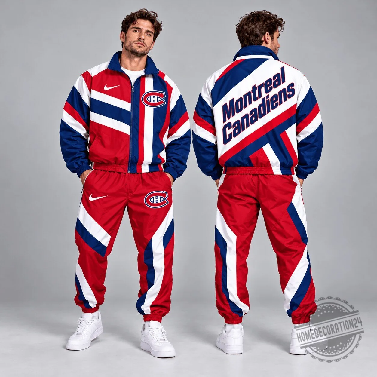 Montreal Canadiens Dynamic Diagonal Stripe Full Zip Windbreaker Jacket