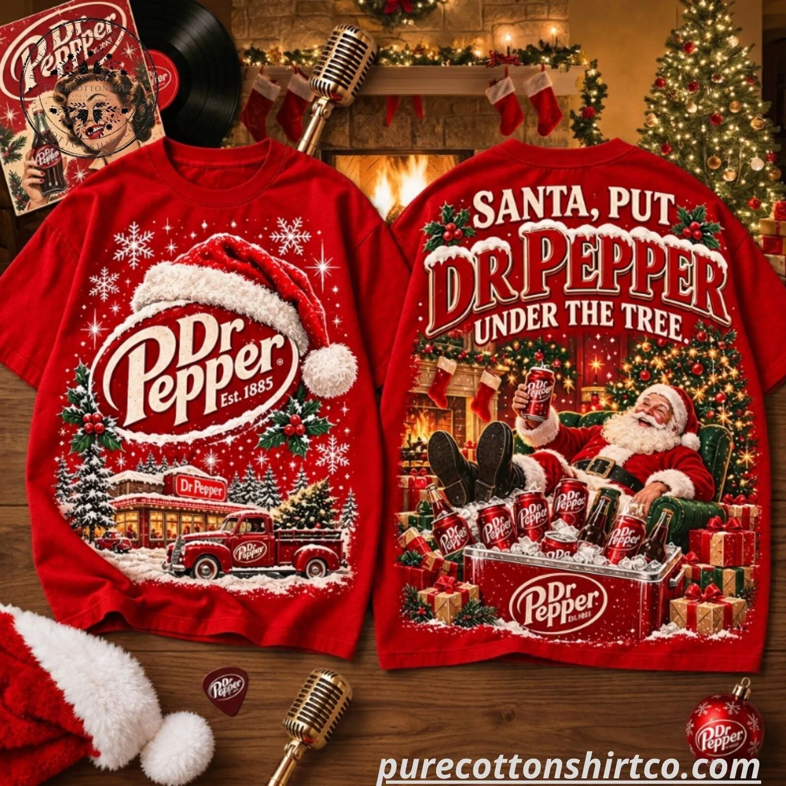 Dr Pepper Christmas T-Shirt - Santa Put Dr Pepper Under The Tree Shirt
