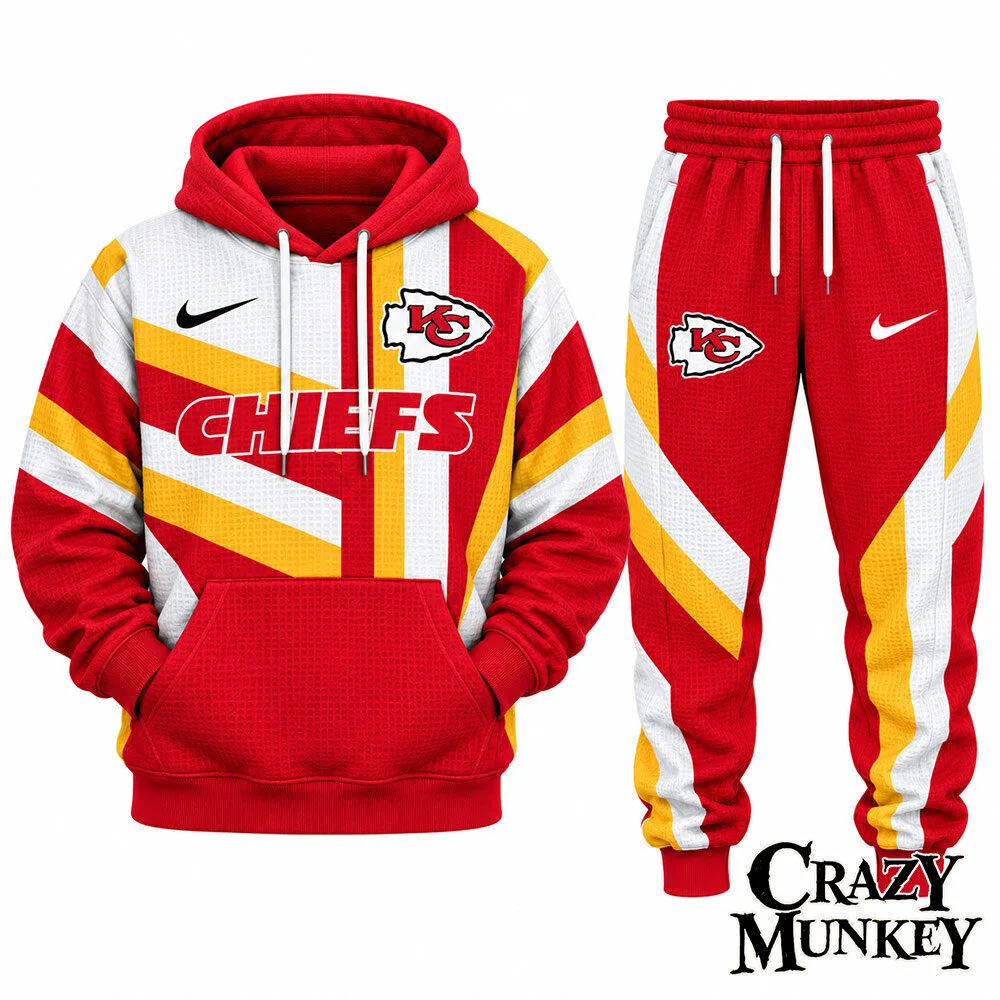 Kansas City Chiefs NFL Waffle Hoodie Sweatpants Matching Set | Apparel 3 Kansas City Chiefs NFL Waffle Hoodie Sweatpants Matching Set | Apparel