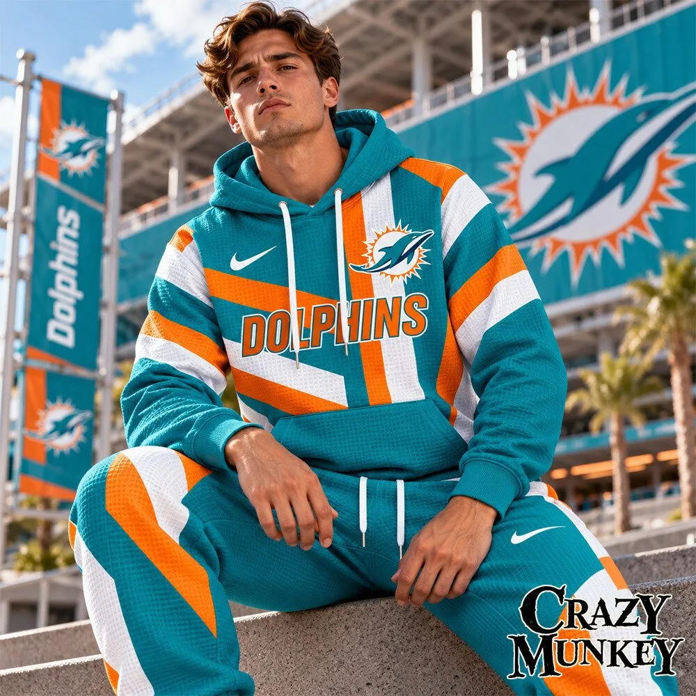 Miami Dolphins NFL Waffle Hoodie Sweatpants Matching Set | Apparel