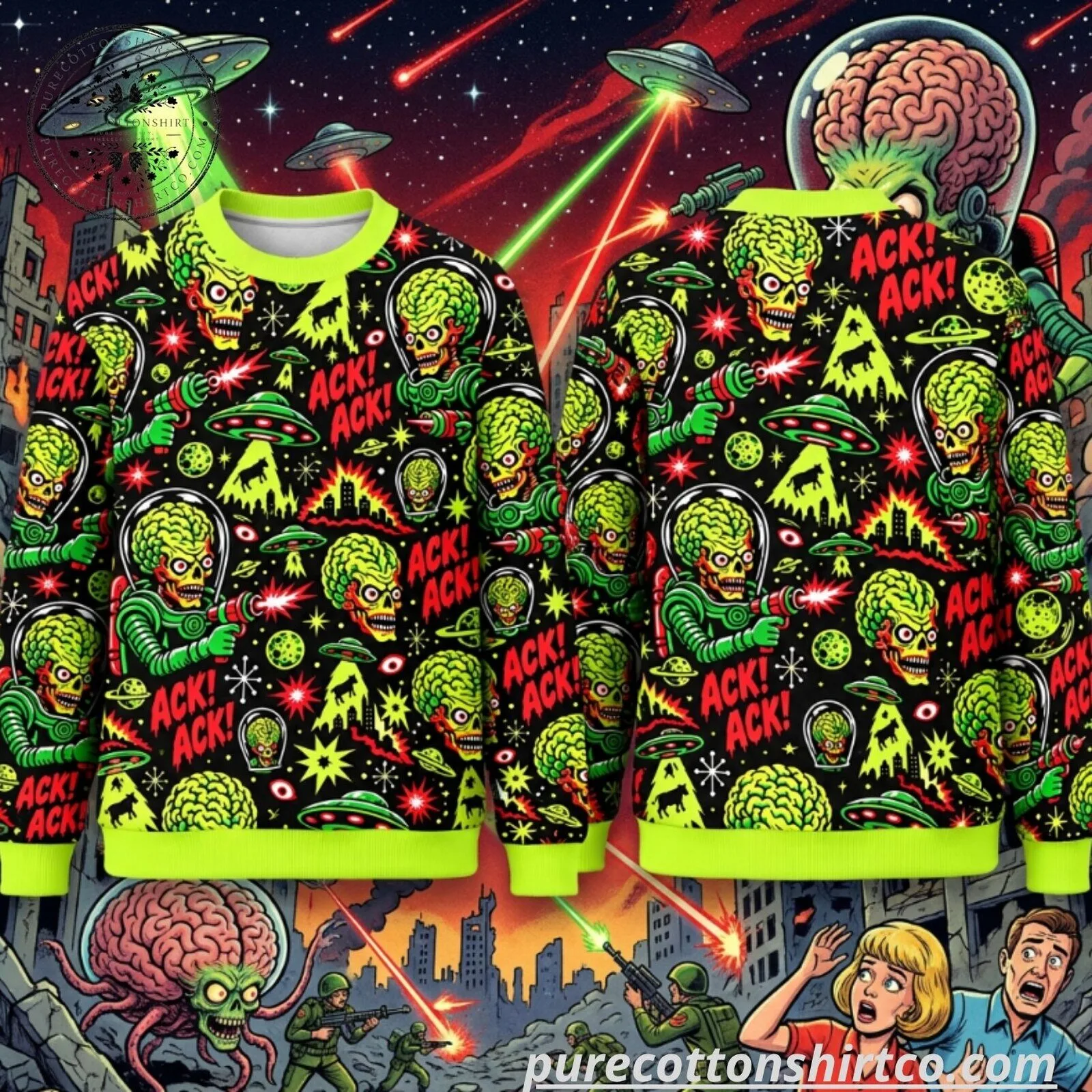 Mars Attacks Martian Alien Graphic Sweatshirt - Vintage Sci-Fi Movie 3D Printed Pullover 4 Mars Attacks Martian Alien Graphic Sweatshirt - Vintage Sci-Fi Movie 3D Printed Pullover