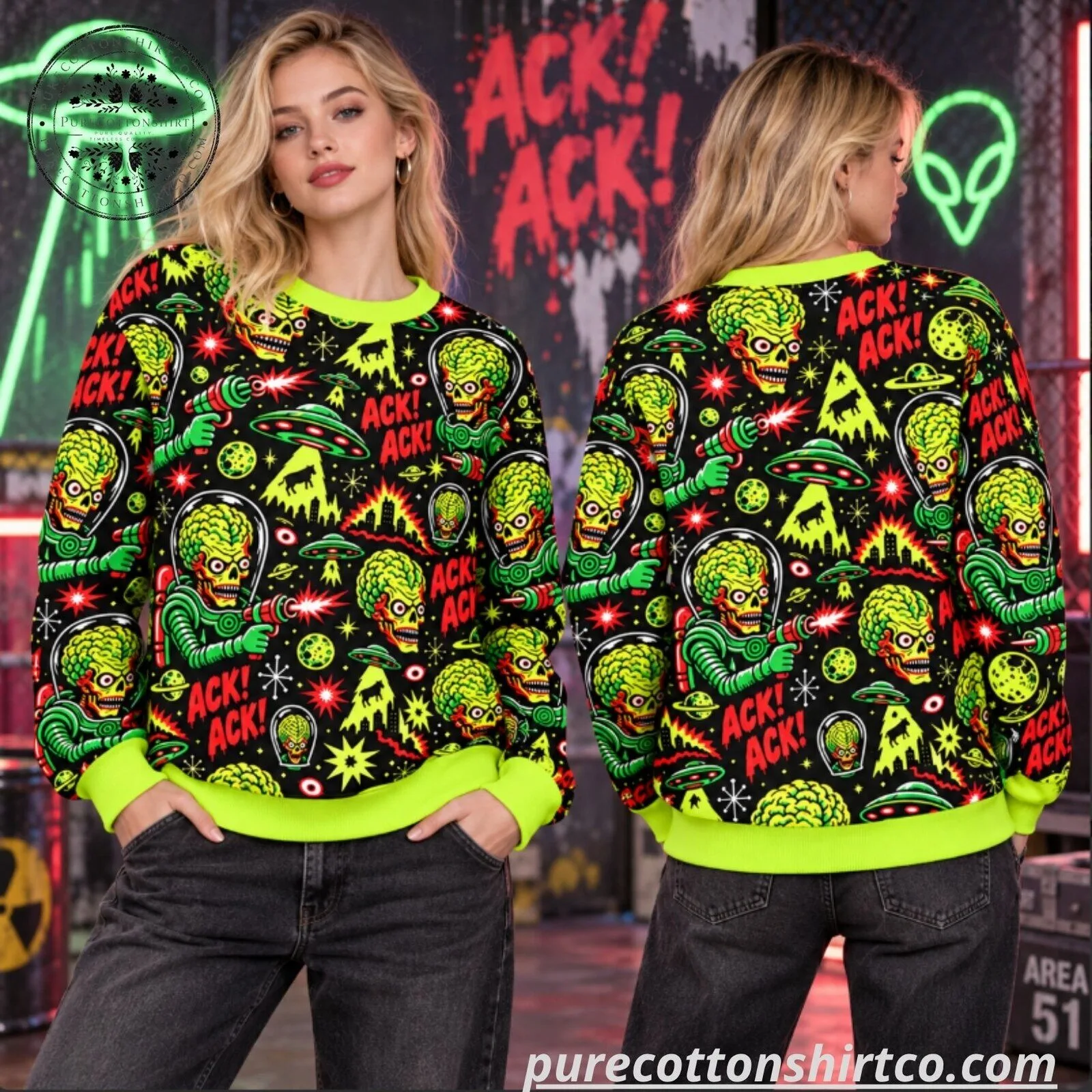 Mars Attacks Martian Alien Graphic Sweatshirt - Vintage Sci-Fi Movie 3D Printed Pullover 5 Mars Attacks Martian Alien Graphic Sweatshirt - Vintage Sci-Fi Movie 3D Printed Pullover