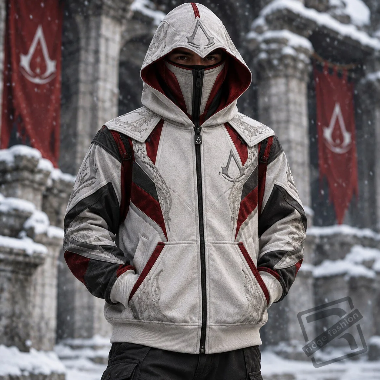 Assassins Creed Full Zip Balaclava Mask Hoodie Assassin's Creed Full Zip Balaclava Hoodie – image 5 of 5