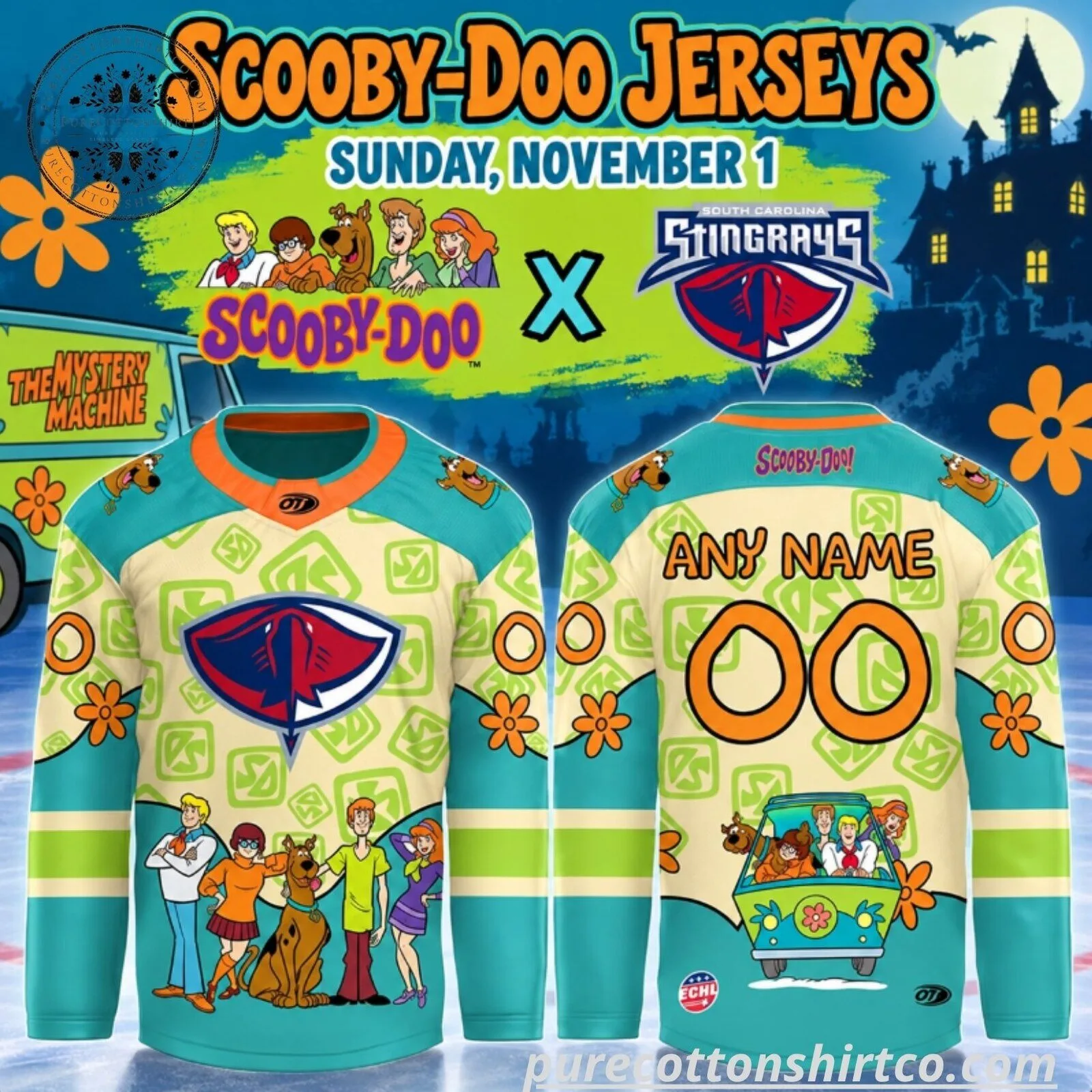 Scooby-Doo x South Carolina Stingrays Custom Hockey Jersey