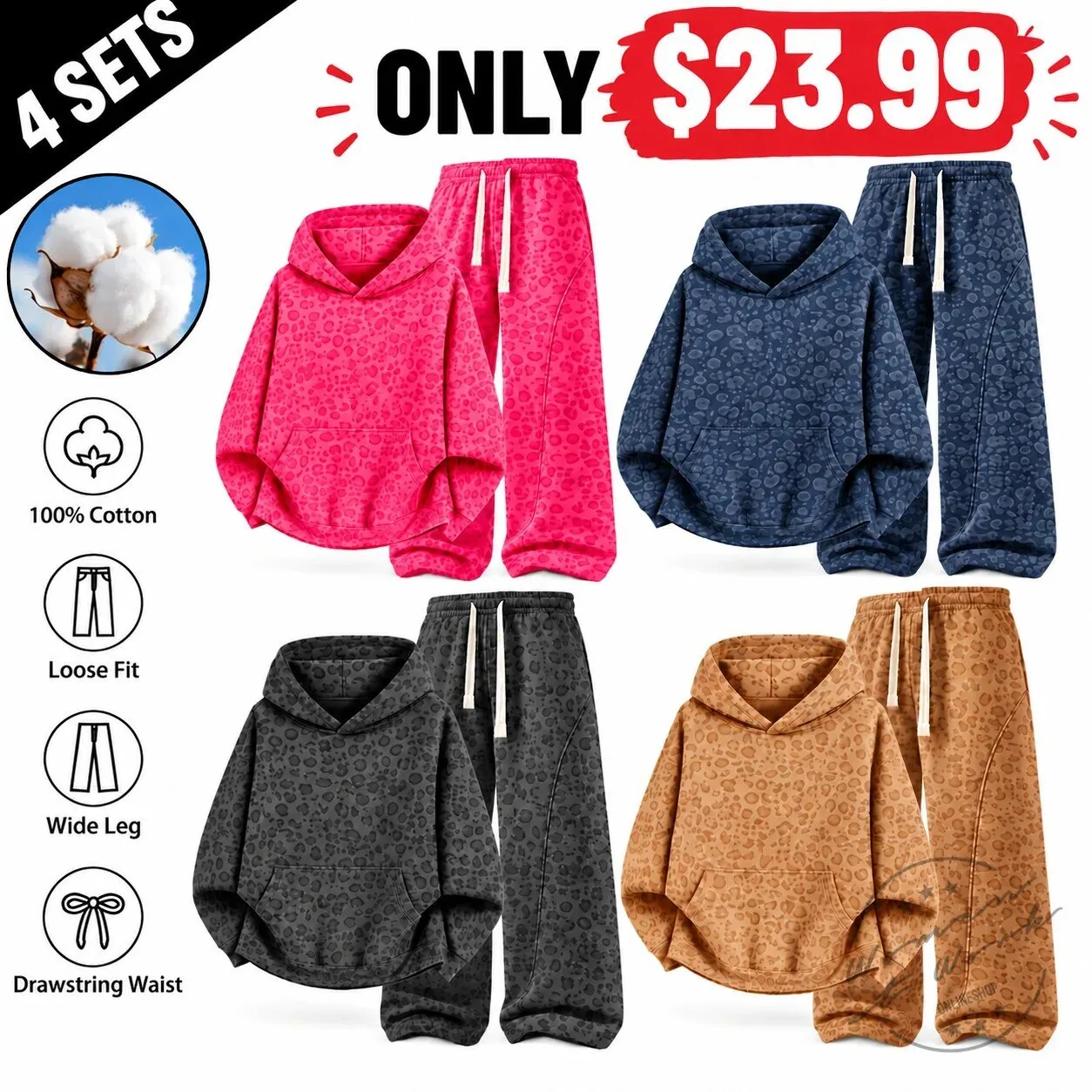Leopard Print Loose Fit Hoodie and Wide Leg Pants Set for Women 16 Leopard Print Loose Fit Hoodie and Wide Leg Pants Set for Women