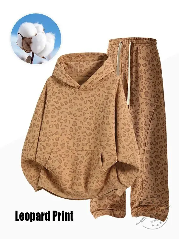 Leopard Print Loose Fit Hoodie and Wide Leg Pants Set for Women 24 Leopard Print Loose Fit Hoodie and Wide Leg Pants Set for Women