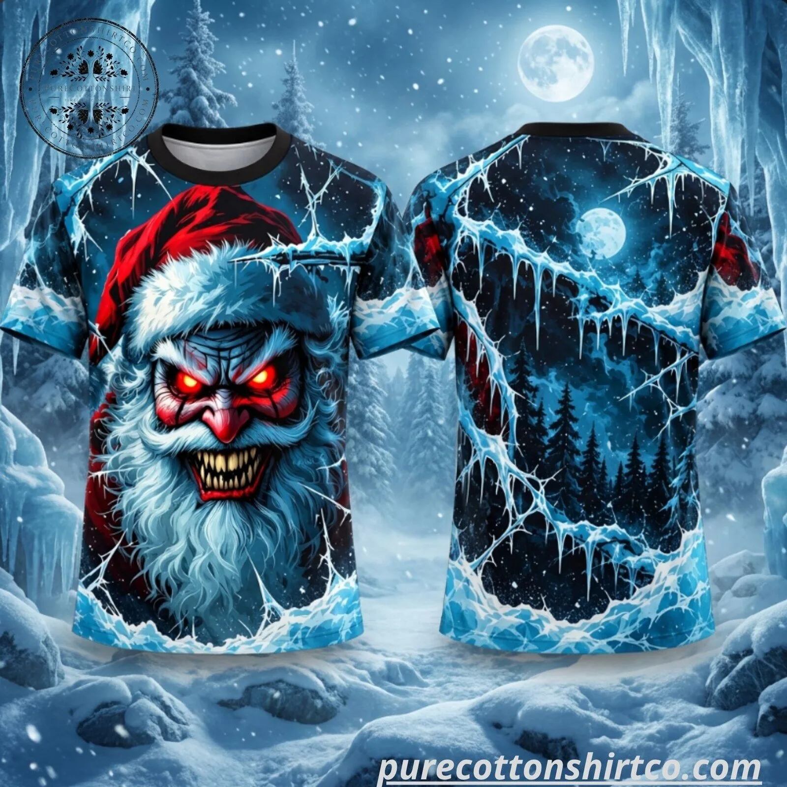Evil Scary Santa Claus 3D All Over Print T-Shirt - Horror Christmas Graphic Tee