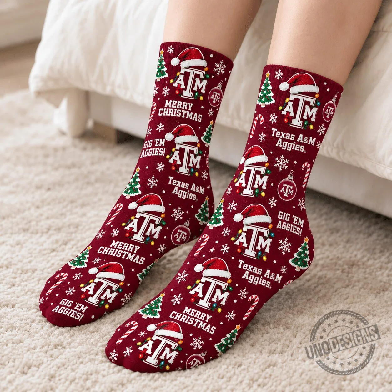 Texas A&M Aggies Christmas Holiday Pattern Crew Socks