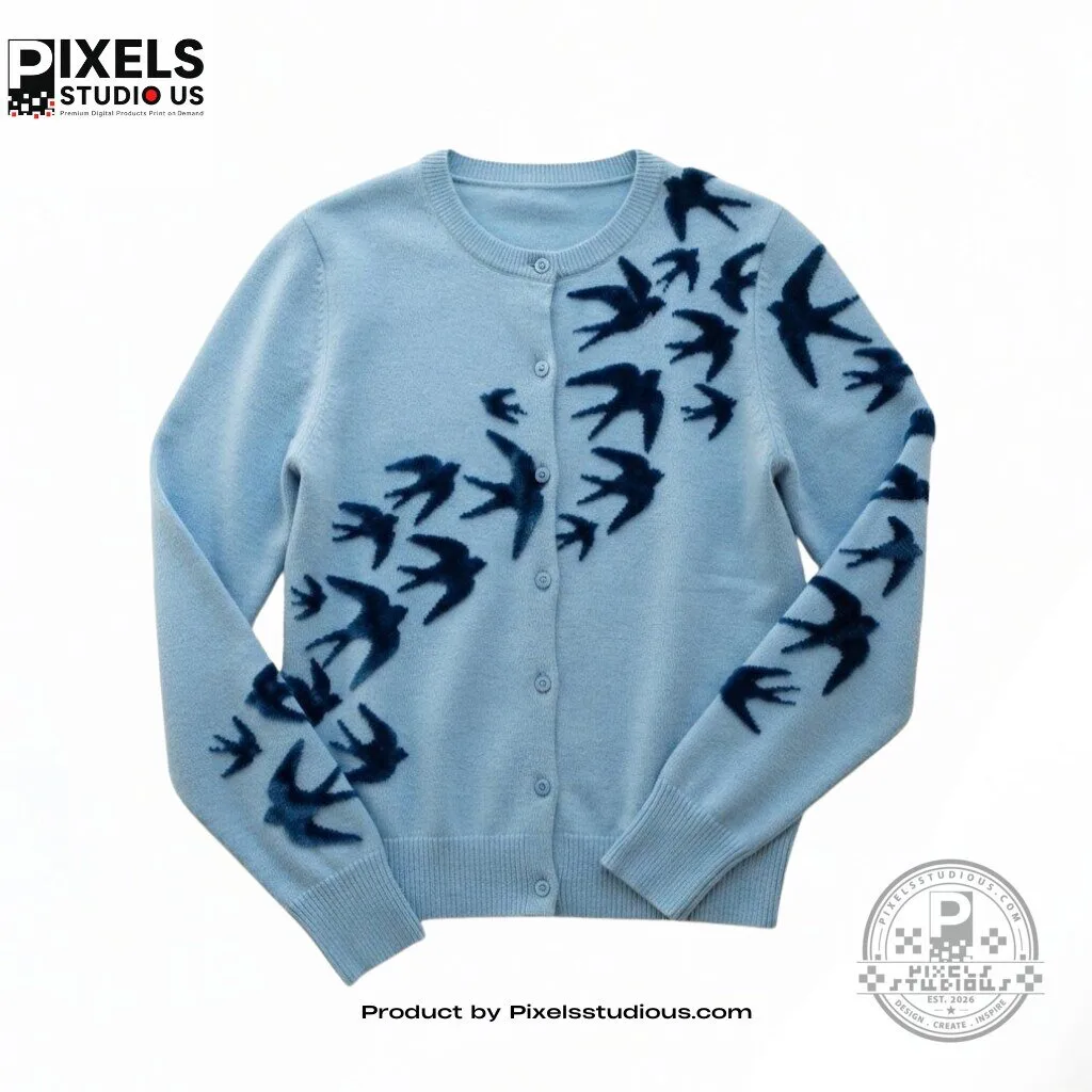 "Stylish Event Jerseys and Cozy Sweaters: Top 3 Must-Have Picks" 3 Swallow Pattern Cardigan