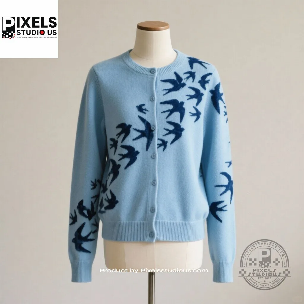 Swallow Pattern Cardigan 5 Swallow Pattern Cardigan 3D shirt or sports jersey with all-over print design