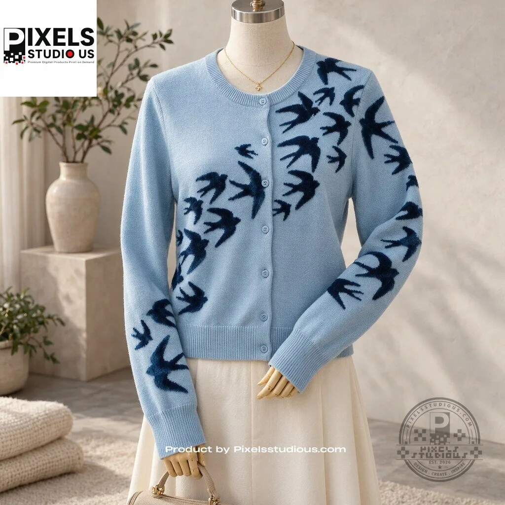 Swallow Pattern Cardigan 6 Swallow Pattern Cardigan 3D shirt or sports jersey with all-over print design