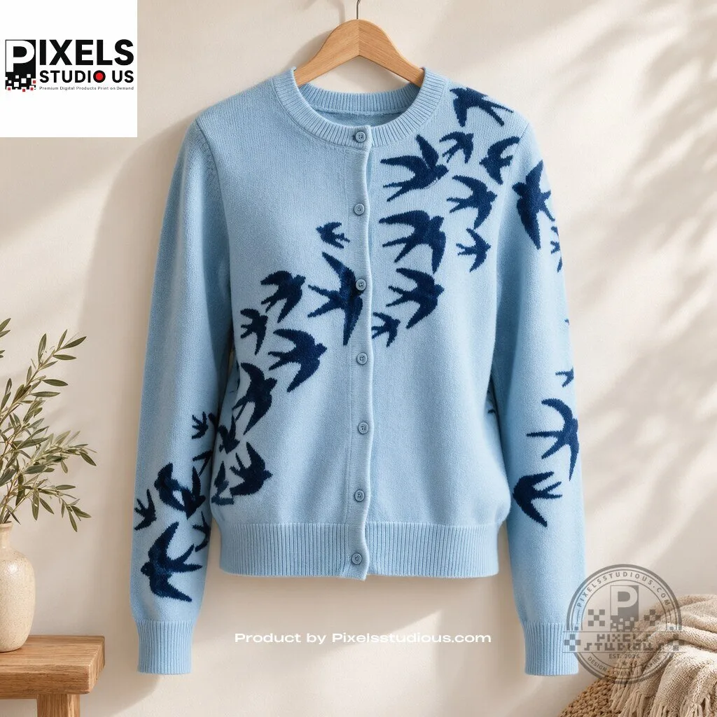 Swallow Pattern Cardigan 7 Swallow Pattern Cardigan 3D shirt or sports jersey with all-over print design