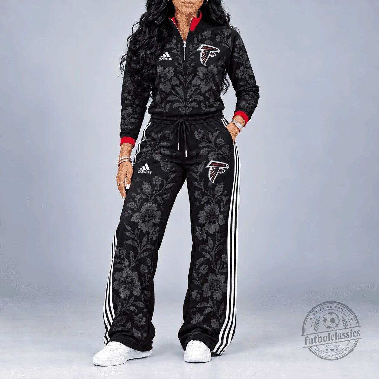 Atlanta Falcons NFL Floral Quarter-Zip Track Jacket and Pants Set
