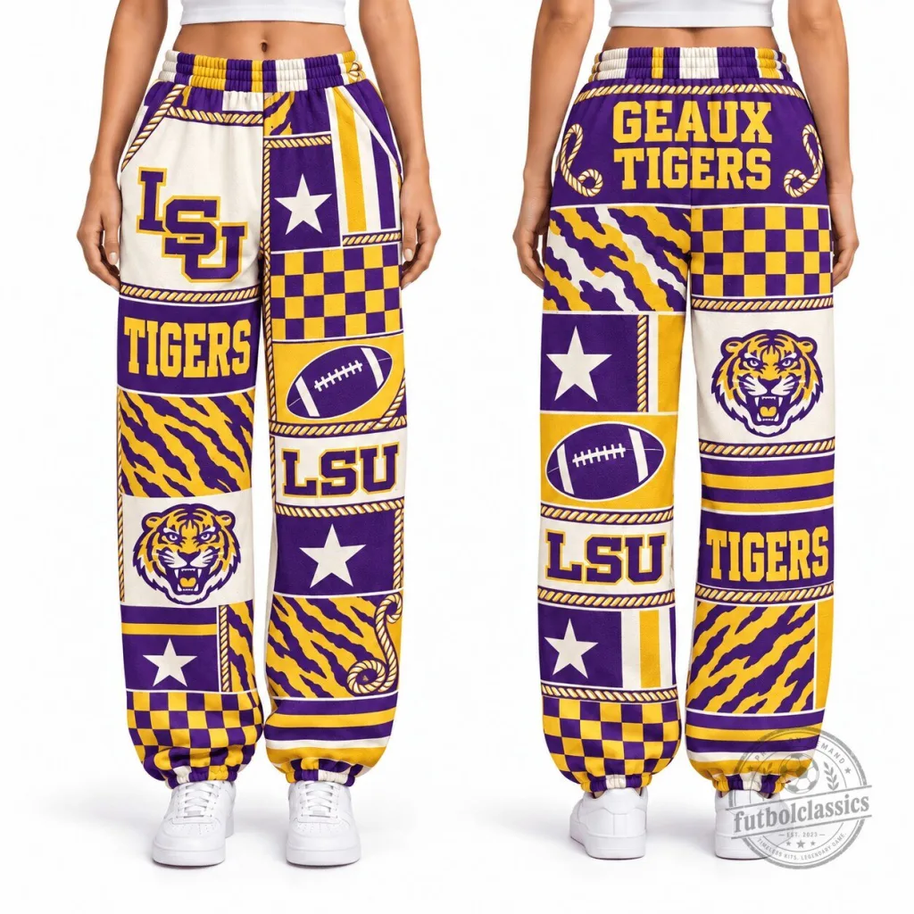 Louisiana State University Tigers Patchwork Style Casual Sport Pants Louisiana State University Tigers Patchwork Style Casual Sport Pants